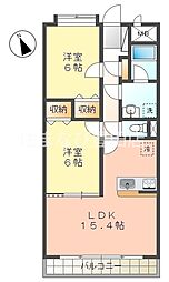 アーバンポイント三好2 2LDKの間取図画像