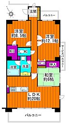 キャスルハイツ松阪殿町 3LDKの間取図画像