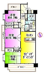 サンマンションアトレ伊勢一之木 3LDKの間取図画像