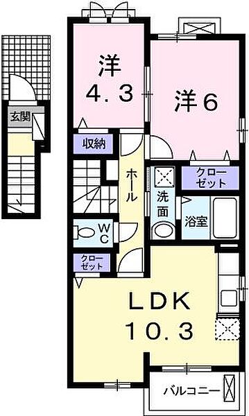 兵庫県相生市那波野2丁目(賃貸アパート2LDK・2階・52.83㎡)の写真 その2