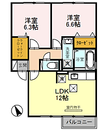 兵庫県加東市北野(賃貸アパート2LDK・1階・57.93㎡)の写真 その2