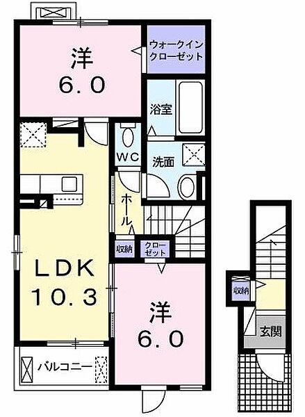 兵庫県姫路市勝原区大谷(賃貸アパート2LDK・2階・56.61㎡)の写真 その2