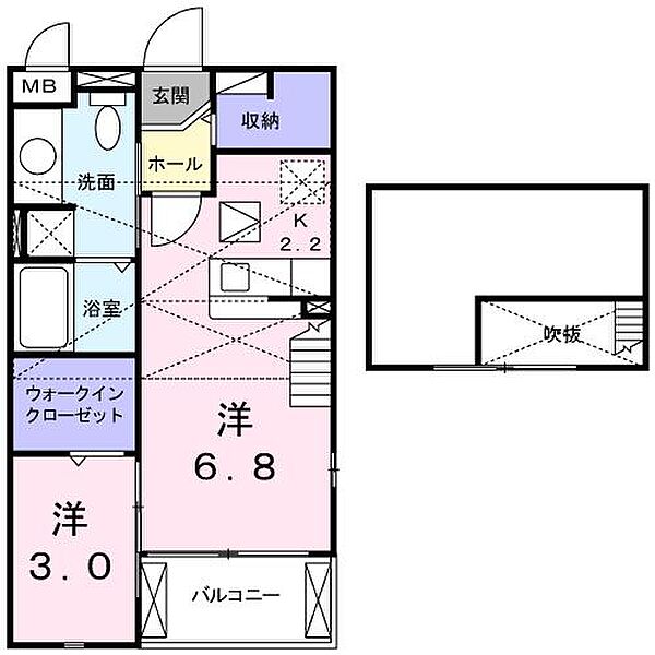 兵庫県加古川市平岡町西谷(賃貸アパート1DK・2階・33.34㎡)の写真 その2