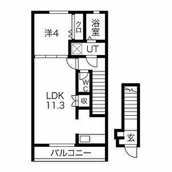 兵庫県姫路市飾磨区玉地(賃貸アパート1LDK・2階・41.29㎡)の写真 その2