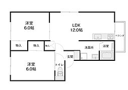パコン泉野 2LDKの間取図画像