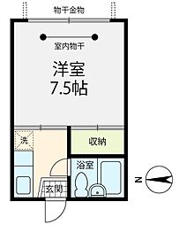 ジュピタル2 1Kの間取図画像