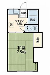リバーサイド1番館 1Kの間取図画像