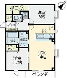 グランフォーレ長坂 2LDKの間取図画像