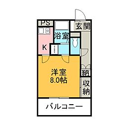 ウイングカナザワ1 1Kの間取図画像
