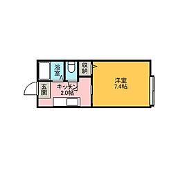 ラフォーレ 1Kの間取図画像