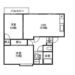 フレグランス1/f 2LDKの間取図画像