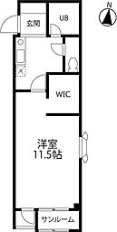 グリーンハイツ1番館 1Kの間取図画像