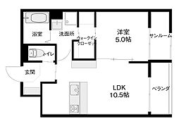 ラフィネ泉野 1LDKの間取図画像