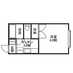 ハミルトンの家 1Kの間取図画像