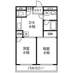 グロウマンション 2DKの間取図画像