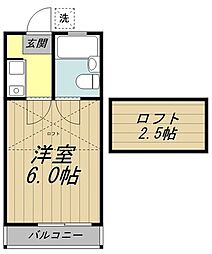 ヴィラフローラ 1Kの間取図画像