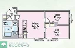 エルファーロ三鷹 2LDKの間取図画像