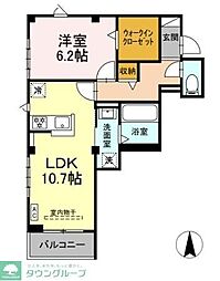 カーサ・ファミリオ 1LDKの間取図画像