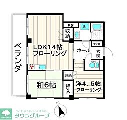 アルファ武蔵野2 2LDKの間取図画像