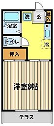 グリーンガーデンNo.2 1Kの間取図画像