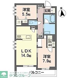 プルミエ グロリエ 2LDKの間取図画像
