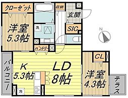 PayItForward 2LDKの間取図画像