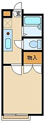 西武新宿線 久米川駅 徒歩15分の賃貸アパート 1階1Kの間取り