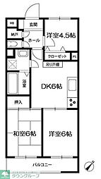 サンヒルズ東戸塚C棟 3DKの間取図画像