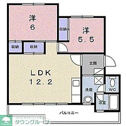 リバーサイド 2LDKの間取図画像
