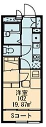 レオパレスアルファヒルズ2 1Kの間取図画像