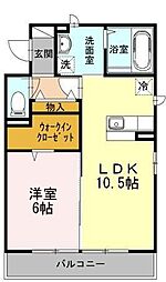 サンブライト 1LDKの間取図画像