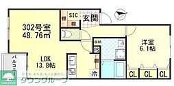 ヴィラージュ戸塚I 1LDKの間取図画像