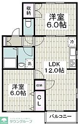 カサベルデA 2LDKの間取図画像