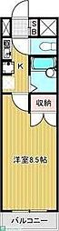 リバーサイドパレス 1Kの間取図画像