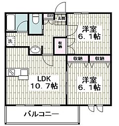 グレイスヒルズコート 2LDKの間取図画像