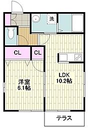 エクレール湘南 1LDKの間取図画像