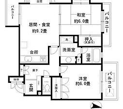 パーク・ノヴァ大船 2LDKの間取図画像
