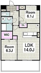 ウィズテリア港南 2LDKの間取図画像
