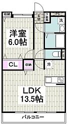 フォレスト3 1LDKの間取図画像