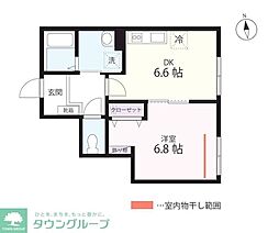 QUIET CRAB HOUSE mix 保土ヶ谷B号棟(仮 1DKの間取図画像