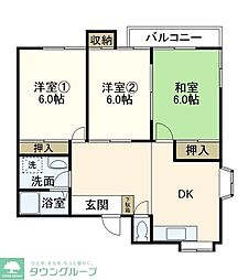 アパート 3DKの間取図画像