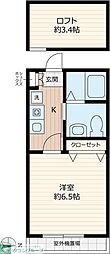 サンフレール 1Kの間取図画像