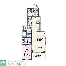 藤沢市石川1丁目アパート 1LDKの間取図画像