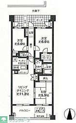 ヴィルヌーブ東戸塚プレジール 3LDKの間取図画像
