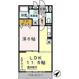 ディオネオーラ 1階1LDKの間取り