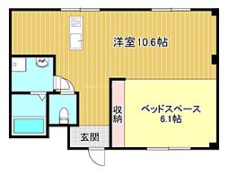 カサベルデ ワンルームの間取図画像