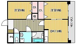 ルミエール2 2DKの間取図画像