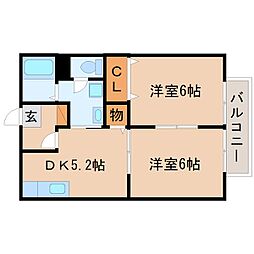 アヴァンスA 2DKの間取図画像