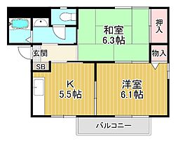 エポワール11 2Kの間取図画像