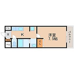 エクセレント吉田 1Kの間取図画像